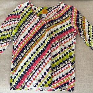 Ruby Rd. Multicolor Geometric Long Sleeve Top